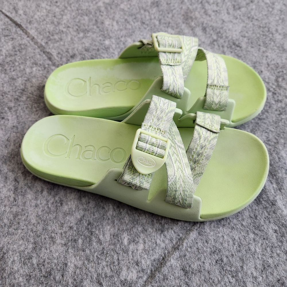 Chaco Light Green Slide Sandals
